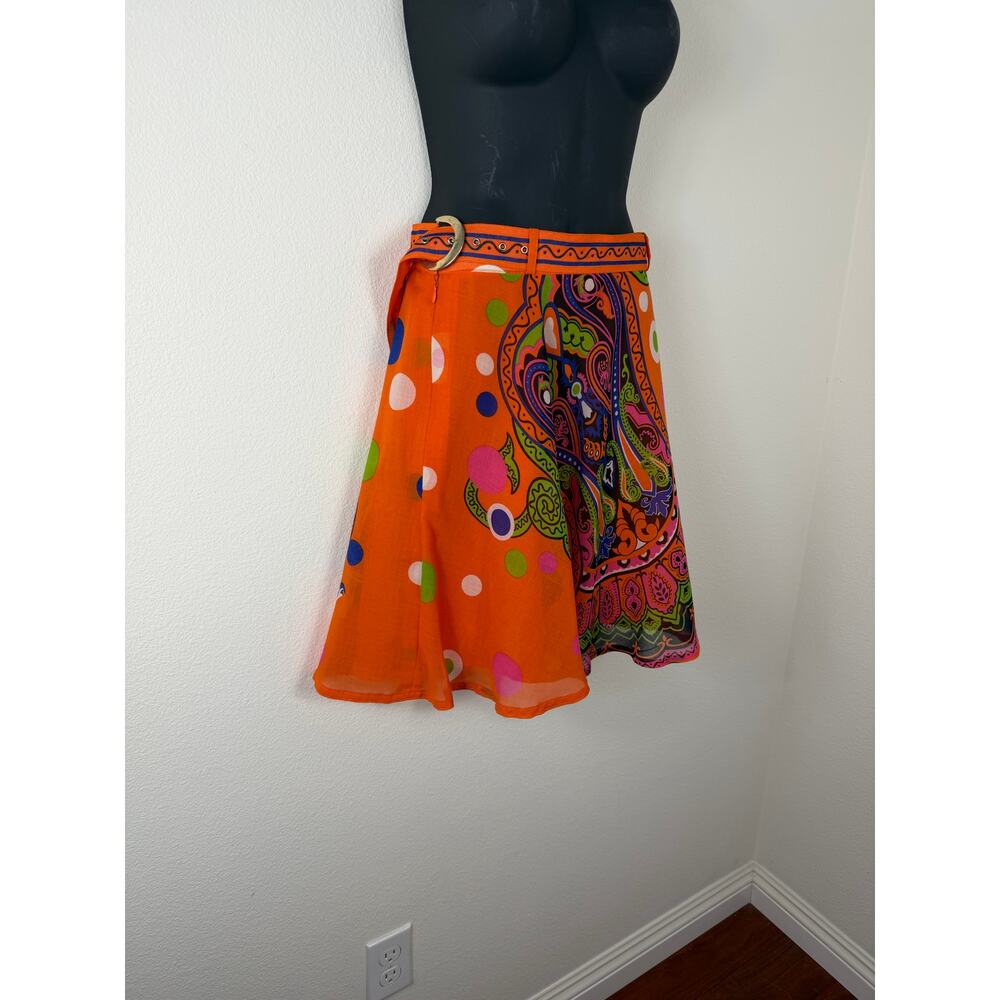 Vintage Masa Mura Orange Polka Dot Paisley Blouse + Skirt Set Farm Rio Vibes - Picture 8 of 10